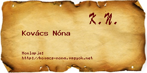 Kovács Nóna névjegykártya